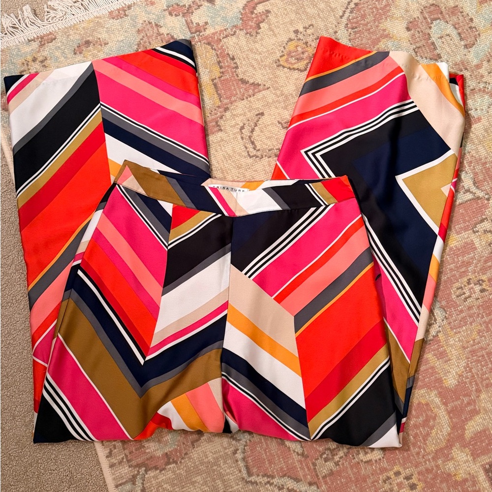 Trina Turk Colorful Chevron Patterned Wideleg Pants size 6